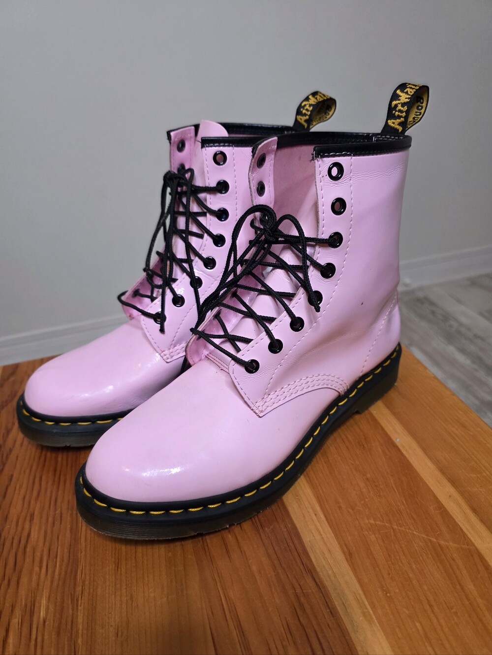 Dr Doc Martens 26425 Pink Black Boots Barbie Patent Leather Women Size 10